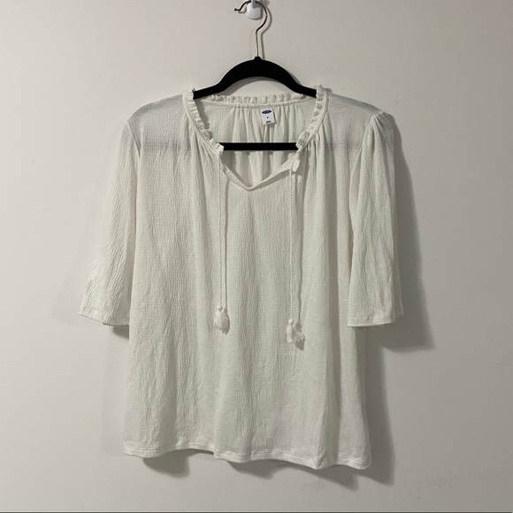 Old Navy Cream Flowy Peasant Shirt | Size Medium - Picture 7 of 7